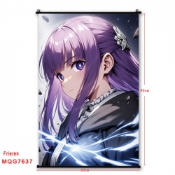 Frieren: Beyond Journey's Anime black Plastic rod Cloth painting Satin cloth Wall Scroll 60X90CM