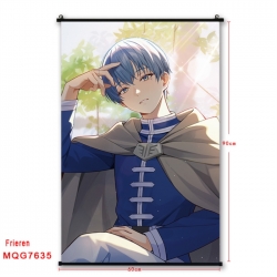 Frieren: Beyond Journey's Anime black Plastic rod Cloth painting Satin cloth Wall Scroll 60X90CM