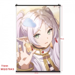 Frieren: Beyond Journey's Anime black Plastic rod Cloth painting Satin cloth Wall Scroll 60X90CM