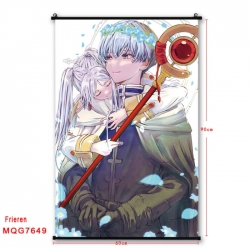 Frieren: Beyond Journey's Anime black Plastic rod Cloth painting Satin cloth Wall Scroll 60X90CM