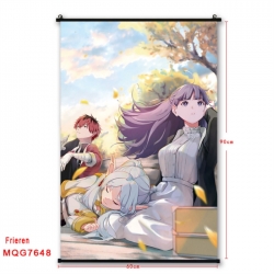 Frieren: Beyond Journey's Anime black Plastic rod Cloth painting Satin cloth Wall Scroll 60X90CM