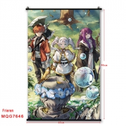 Frieren: Beyond Journey's Anime black Plastic rod Cloth painting Satin cloth Wall Scroll 60X90CM
