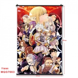 Frieren: Beyond Journey's Anime black Plastic rod Cloth painting Satin cloth Wall Scroll 60X90CM