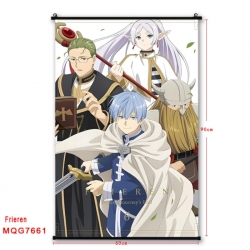 Frieren: Beyond Journey's Anime black Plastic rod Cloth painting Satin cloth Wall Scroll 60X90CM