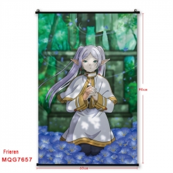 Frieren: Beyond Journey's Anime black Plastic rod Cloth painting Satin cloth Wall Scroll 60X90CM