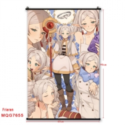 Frieren: Beyond Journey's Anime black Plastic rod Cloth painting Satin cloth Wall Scroll 60X90CM