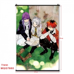 Frieren: Beyond Journey's Anime black Plastic rod Cloth painting Satin cloth Wall Scroll 60X90CM