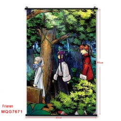 Frieren: Beyond Journey's Anime black Plastic rod Cloth painting Satin cloth Wall Scroll 60X90CM