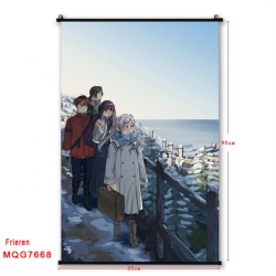 Frieren: Beyond Journey's Anime black Plastic rod Cloth painting Satin cloth Wall Scroll 60X90CM