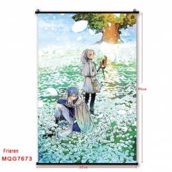 Frieren: Beyond Journey's Anime black Plastic rod Cloth painting Satin cloth Wall Scroll 60X90CM