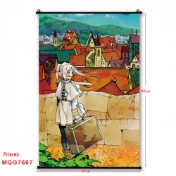 Frieren: Beyond Journey's Anime black Plastic rod Cloth painting Satin cloth Wall Scroll 60X90CM
