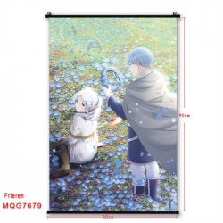 Frieren: Beyond Journey's Anime black Plastic rod Cloth painting Satin cloth Wall Scroll 60X90CM