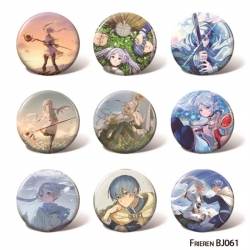 Frieren: Beyond Journey's Anime tin chest badge with a diameter of 58mm a set of 9