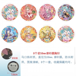 Hatsune Miku Anime round scrub film brooch badge 58MM a set of 8