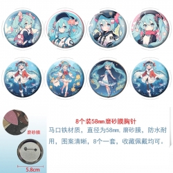 Hatsune Miku Anime round scrub film brooch badge 58MM a set of 8