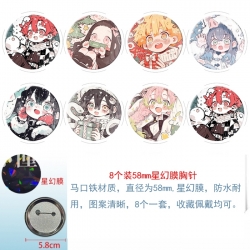 Demon Slayer Kimets Anime round Astral membrane brooch badge 58MM a set of 8