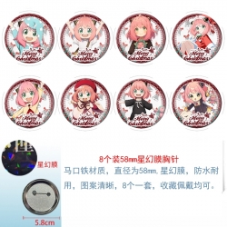 SPY&times;FAMILY Anime round Astral membrane brooch badge 58MM a set of 8