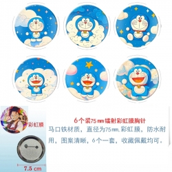 Doraemon vAnime Rainbow Mask Badge Brooch 75MM a set of 6