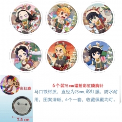 Demon Slayer Kimets Anime Rainbow Mask Badge Brooch 75MM a set of 6