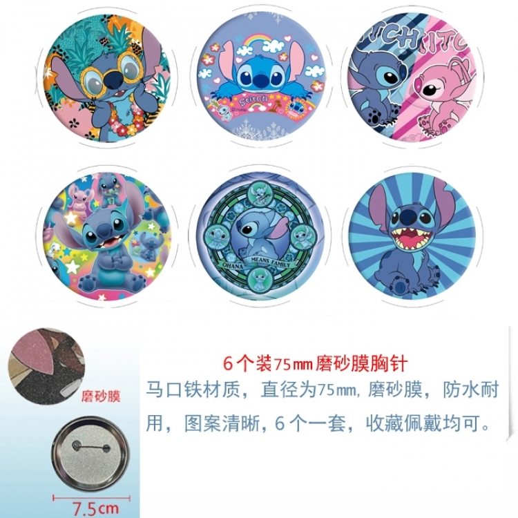 Lilo Anime Matte film brooch badge 75MM a set of 6