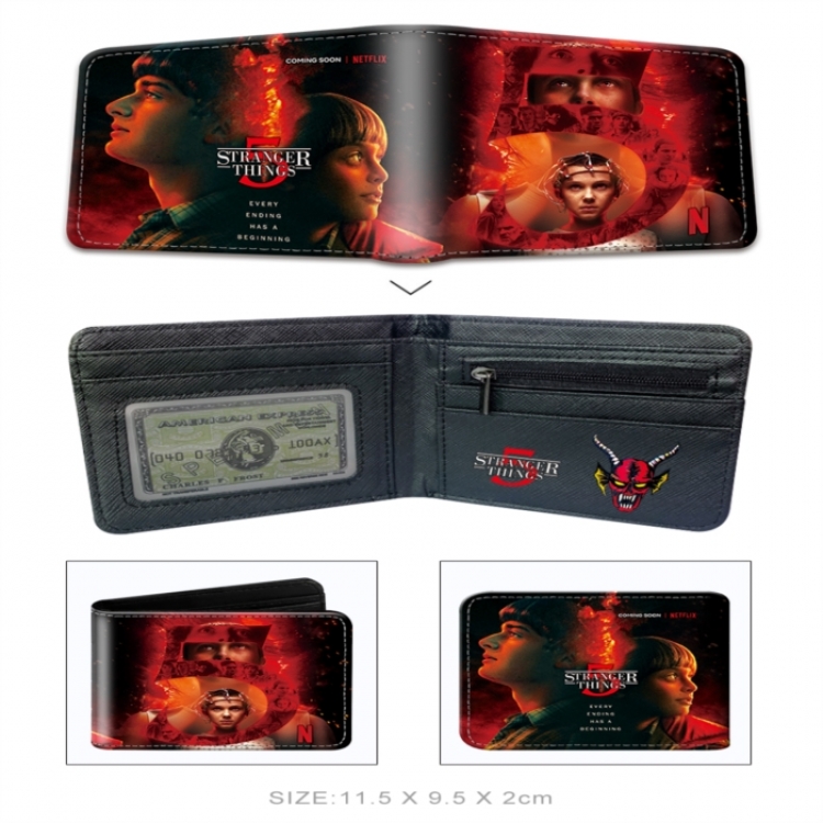 Stranger Things 3D concave convex two fold  shortshort wallet leather wallet 11X9.5 60G