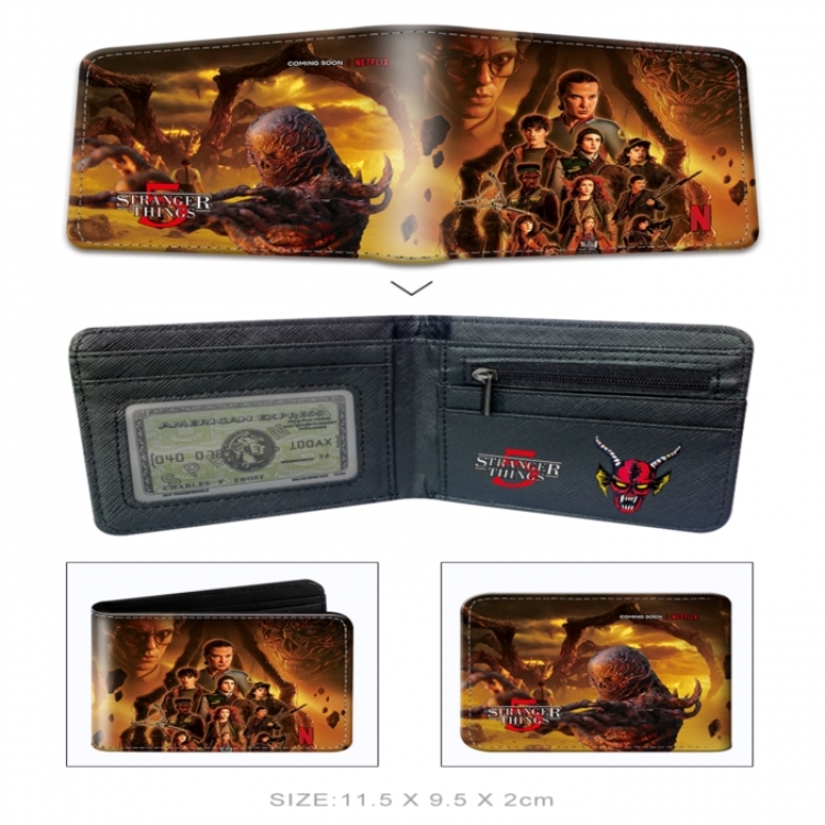 Stranger Things 3D concave convex two fold  shortshort wallet leather wallet 11X9.5 60G