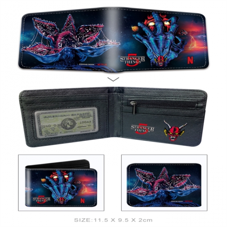 Stranger Things 3D concave convex two fold  shortshort wallet leather wallet 11X9.5 60G