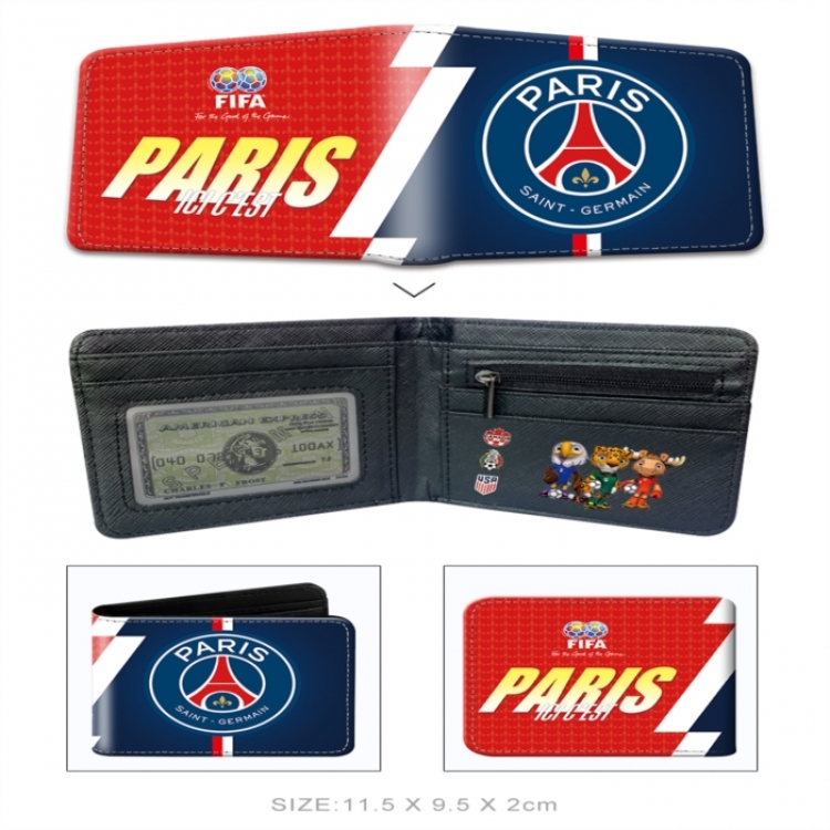 Paris Saint Germain 3D concave convex two fold  shortshort wallet leather wallet 11X9.5 60G