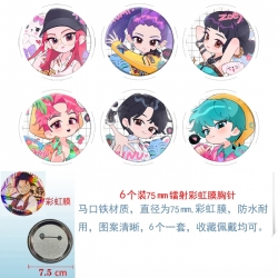 K-Pop Demon Hunters Anime Rainbow Mask Badge Brooch 75MM a set of 6