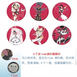 Hazbin Hotel Anime Matte film brooch badge 75MM a set of 6