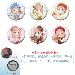 SPY&times;FAMILY Anime Matte film brooch badge 75MM a set of 6