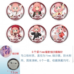 SPY&times;FAMILY  Anime Fine sand film brooch badge 75MM a set of 6