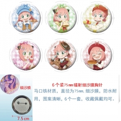 SPY&times;FAMILY  Anime Fine sand film brooch badge 75MM a set of 6