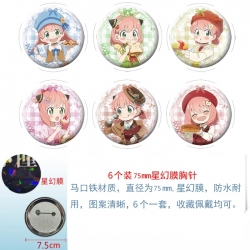 SPY&times;FAMILY  Anime Star Illusion Film Brooch Badge 75MM a set of 6