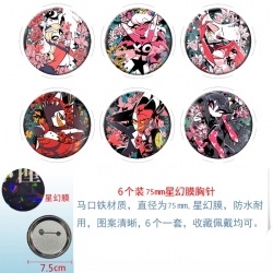 Hazbin Hotel Anime Star Illusion Film Brooch Badge 75MM a set of 6