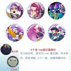 K-Pop Demon Hunters Anime Star Illusion Film Brooch Badge 75MM a set of 6