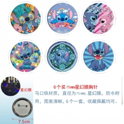 Lilo & Stitch Anime Star Illusion Film Brooch Badge 75MM a set of 6
