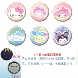Sanrio Anime Star Illusion Film Brooch Badge 75MM a set of 6