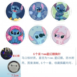 Lilo & Stitch Anime Star Illusion Film Brooch Badge 75MM a set of 6
