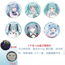 Hatsune Miku Anime Star Illusion Film Brooch Badge 75MM a set of 6