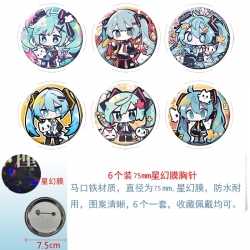 Hatsune Miku Anime Star Illusion Film Brooch Badge 75MM a set of 6