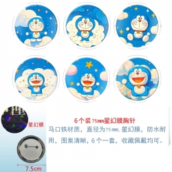 Doraemon Anime Star Illusion Film Brooch Badge 75MM a set of 6