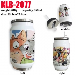 Zootopia Anime Printed Stainless Steel Insulated Cup Straw Water Cup 350ML