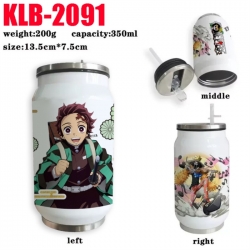 Demon Slayer Kimets Anime Printed Stainless Steel Insulated Cup Straw Water Cup 350ML