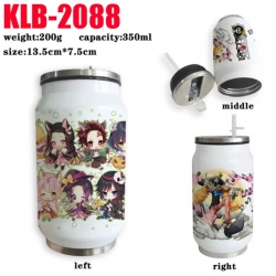 Demon Slayer Kimets Anime Printed Stainless Steel Insulated Cup Straw Water Cup 350ML