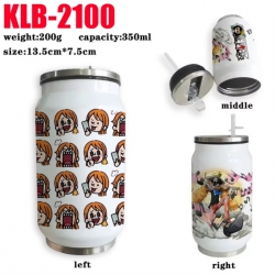 One Piece Anime Printed Stainless Steel Insulated Cup Straw Water Cup 350ML