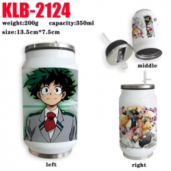 My Hero Academia Anime Printed Stainless Steel Insulated Cup Straw Water Cup 350ML