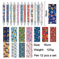 PAW Patrol Anime peripheral student color picture ballpoint pen neutral pen 15cm a set of 12