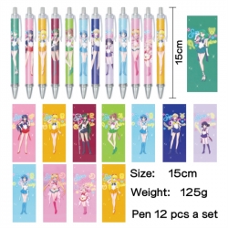 sailormoon Anime peripheral student color picture ballpoint pen neutral pen 15cm a set of 12