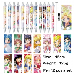 sailormoon Anime peripheral student color picture ballpoint pen neutral pen 15cm a set of 12